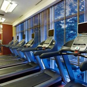 well equipped fitness center with treadmills at Adana HiltonSA.