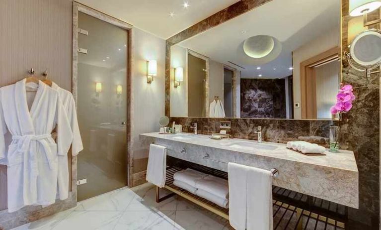 spacious and clean bathroom and shower at Mersin HiltonSA.