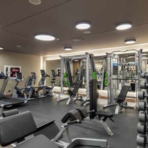 well equipped fitness center at Mersin HiltonSA.