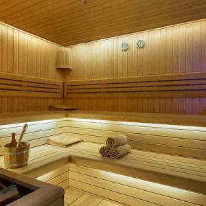 relaxing hot sauna available at Mersin HiltonSA.