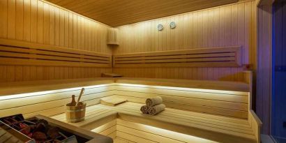 relaxing hot sauna available at Mersin HiltonSA.