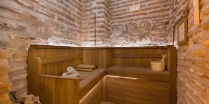 relaxing hot sauna available at Hagia Sofia Mansions Istanbul, Curio Collection by Hilton.