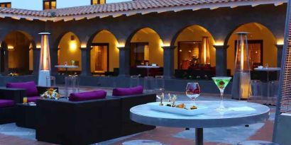 Outdoor patio perfect as workspace at the Hilton Garden Inn Cusco, Peru.