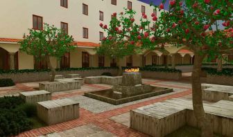 Outdoor space with firepit at the Hilton Garden Inn Cusco, Peru.