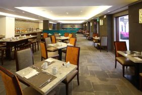 Restaurant area perfect as workspace at the Hilton Garden Inn Muscat Al Khuwair.