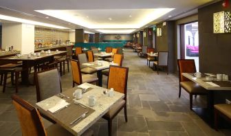 Restaurant area perfect as workspace at the Hilton Garden Inn Muscat Al Khuwair.