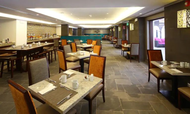 Restaurant area perfect as workspace at the Hilton Garden Inn Muscat Al Khuwair.