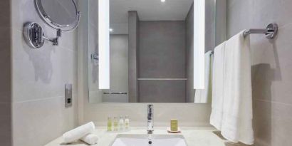 Guest bathroom at the Hilton Garden Inn Muscat Al Khuwair.