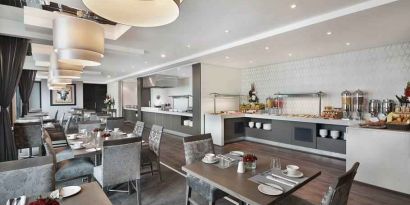 Dining area suitable for co-working at the Legend Hotel Lagos Airport, Curio Collection by Hilton.