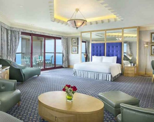 Spacious and elegant king suite at the Jeddah Hilton.