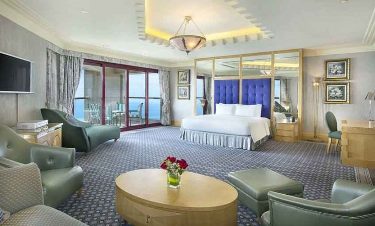 Spacious and elegant king suite at the Jeddah Hilton.