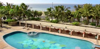 Outdoor pool area at the Jeddah Hilton.