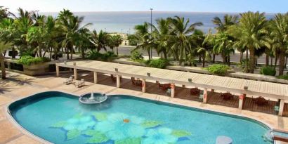 Outdoor pool area at the Jeddah Hilton.