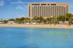 Beautiful beach in front of the hotel at the Jeddah Hilton.