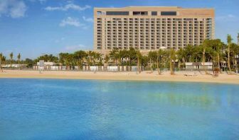 Beautiful beach in front of the hotel at the Jeddah Hilton.