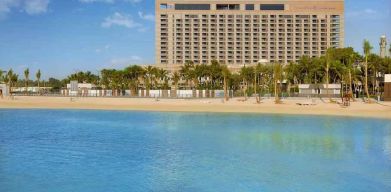 Beautiful beach in front of the hotel at the Jeddah Hilton.