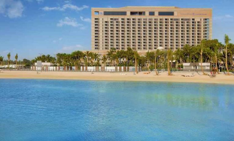 Beautiful beach in front of the hotel at the Jeddah Hilton.