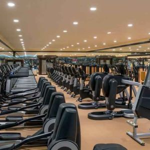 Fully equipped fitness center at the Jeddah Hilton.