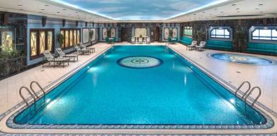 Relaxing indoor pool at the Jeddah Hilton.