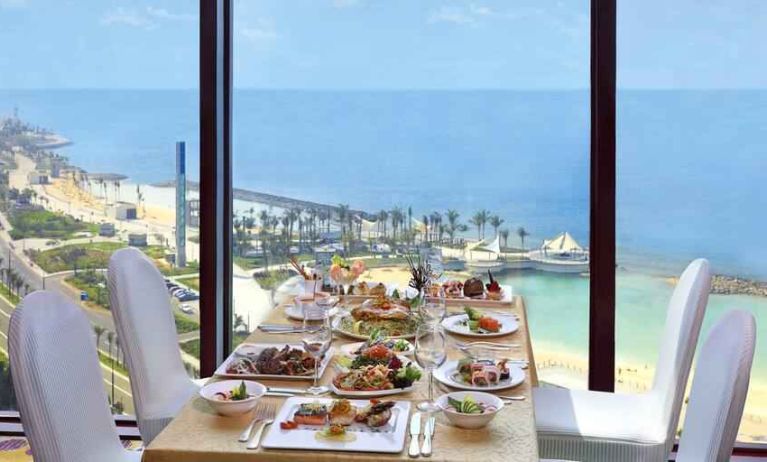 Beautiful restaurant overlooking the sea at the Jeddah Hilton.