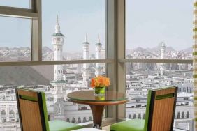 Working station with view at the Hilton Suites Makkah.