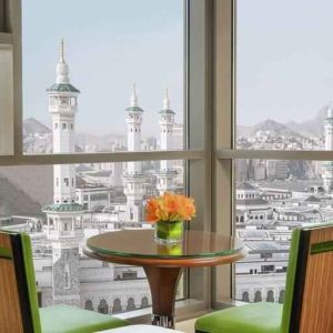 Working station with view at the Hilton Suites Makkah.