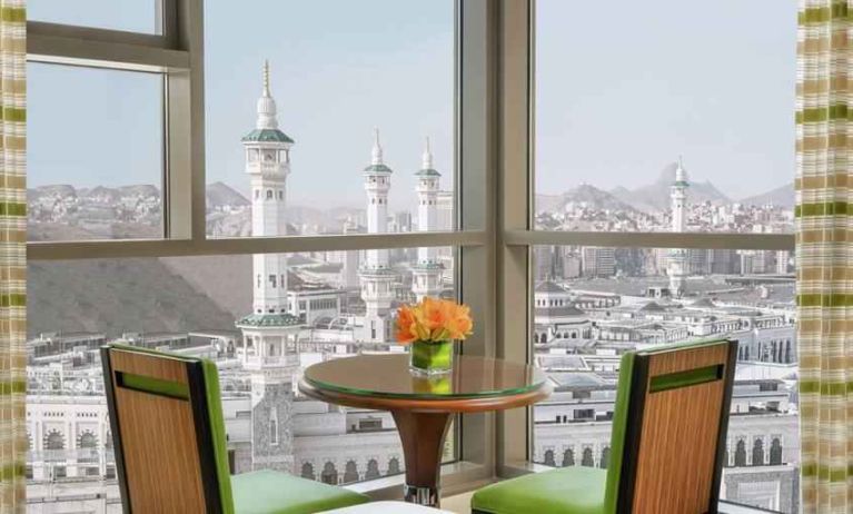 Working station with view at the Hilton Suites Makkah.