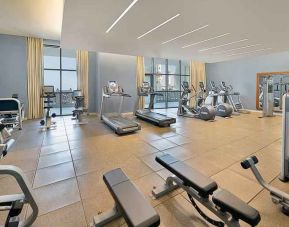 Fitness center at the Hilton Suites Makkah.