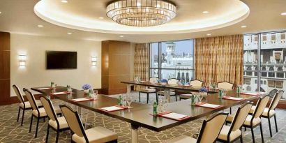 Meeting room with u shape table at the Conrad Makkah.