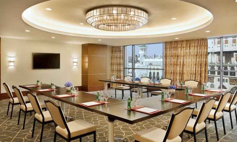 Meeting room with u shape table at the Conrad Makkah.