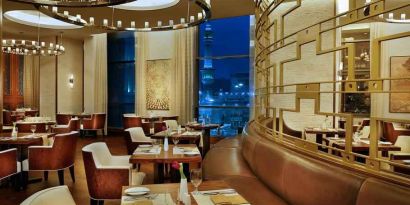 Restaurant area perfect for co-working at the Conrad Makkah.