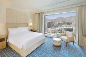 King bedroom with view at the Hilton Makkah Convention Hotel.