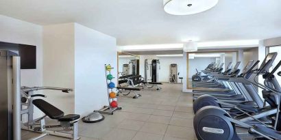 Fitness center at the Hilton Makkah Convention Hotel.