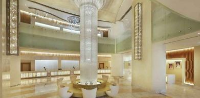 Beautiful lobby area at the Hilton Makkah Convention Hotel.