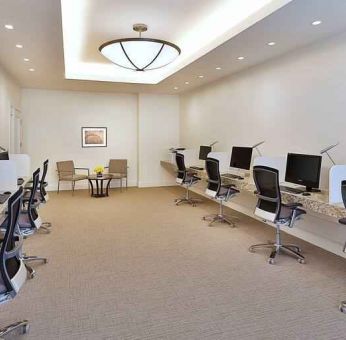 Business center with computers at the Hilton Makkah Convention Hotel.