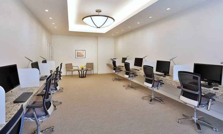 Business center with computers at the Hilton Makkah Convention Hotel.