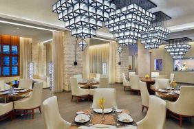 Dining area perfect as workspace at the Hilton Makkah Convention Hotel.