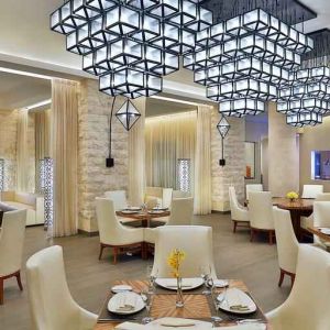 Dining area perfect as workspace at the Hilton Makkah Convention Hotel.