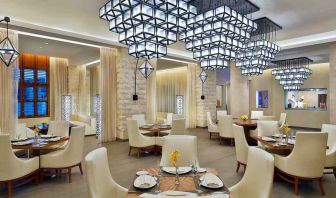 Dining area perfect as workspace at the Hilton Makkah Convention Hotel.