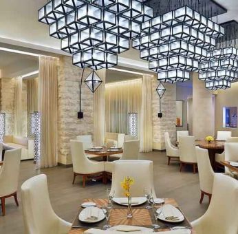 Dining area perfect as workspace at the Hilton Makkah Convention Hotel.