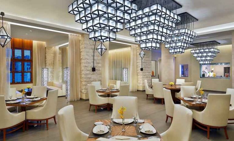 Dining area perfect as workspace at the Hilton Makkah Convention Hotel.