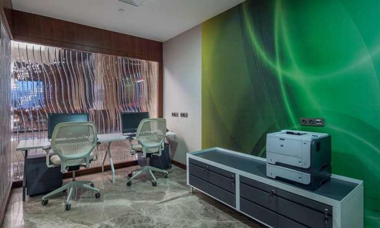 dedicated business center equipped with business desk, PC, internet, and printers at Hilton Garden Inn Istanbul Ataturk Airport.