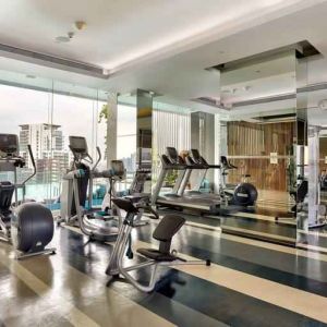 Fully equipped fitness center at the Hilton Sukhumvit Bangkok.