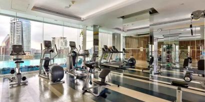 Fully equipped fitness center at the Hilton Sukhumvit Bangkok.