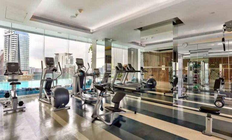 Fully equipped fitness center at the Hilton Sukhumvit Bangkok.