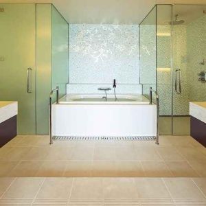 clean and spacious king bathroom with bath and shower at Hilton Fukuoka Sea Hawk.