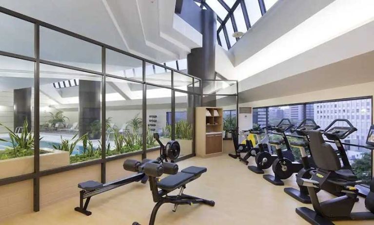 well equipped fitness center at Hilton Tokyo.