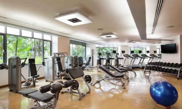 Fully equipped fitness center at the Conrad Bangkok.