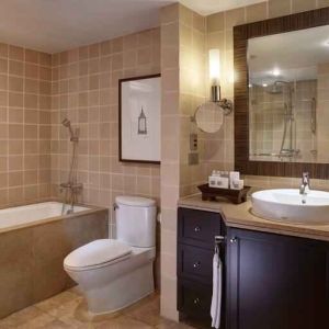 Guest bathroom at the Conrad Bangkok.