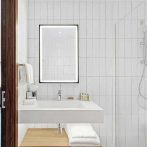 clean and spacious king bathroom with shower at Hilton Garden Inn Riga Old Town.